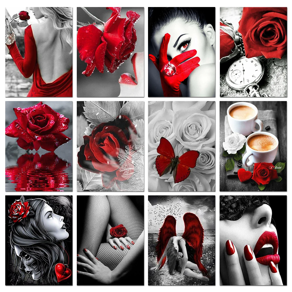 Resin Art Rose - 5D Elmas Boyama, Çiçek, Gül, Kafatası