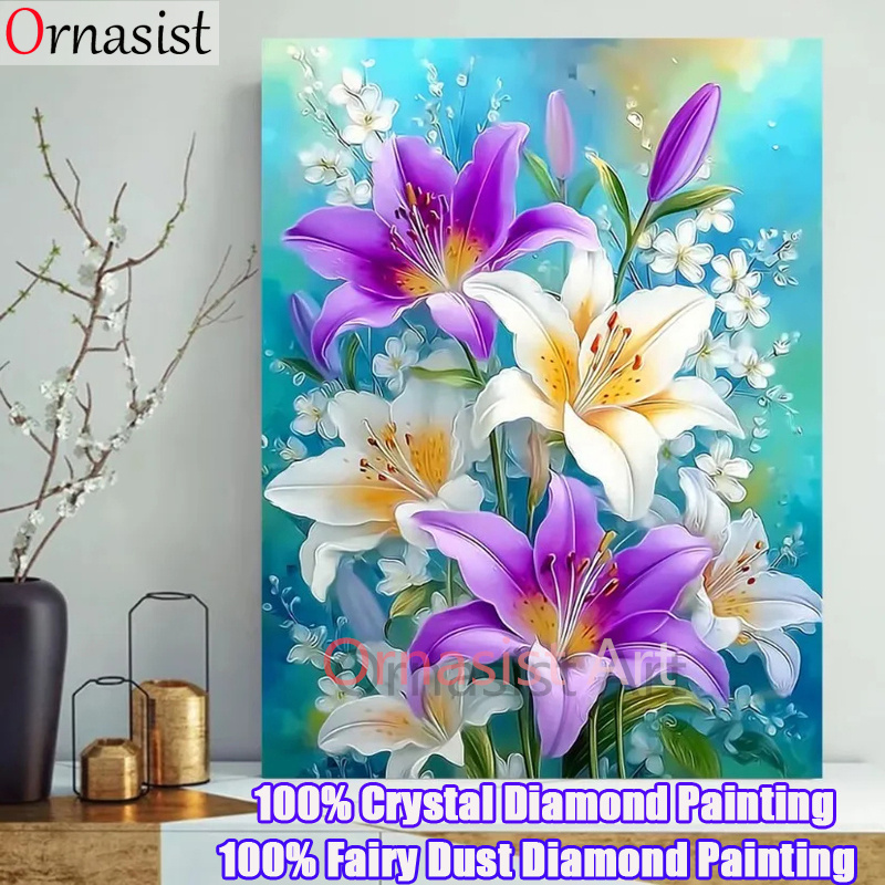 Resin Art Wallpaper - Tam Kristal Elmas Mozaik Sanatı Çiçek